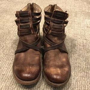 Freebird by Steven brown leather ankle booties.